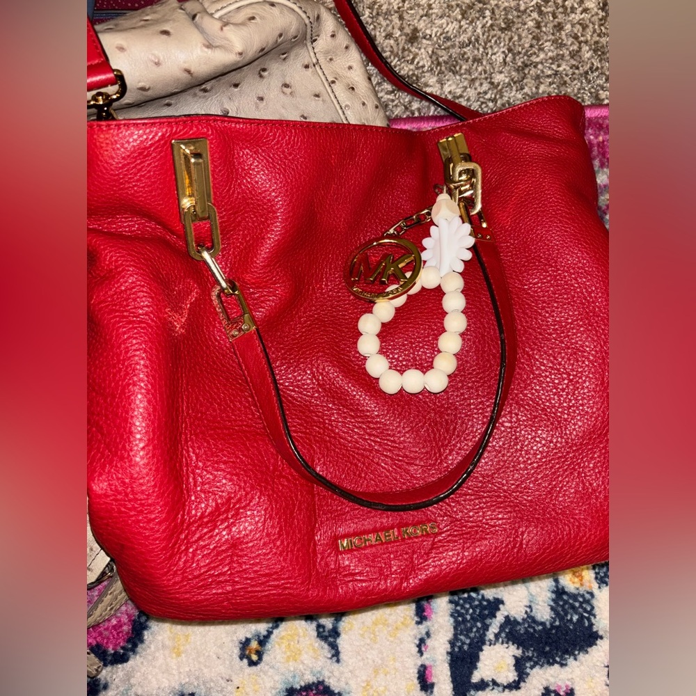 Michael kors Red Cross body and shoulder bag boho style.